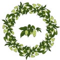 Wreath of leaves and cones of hops